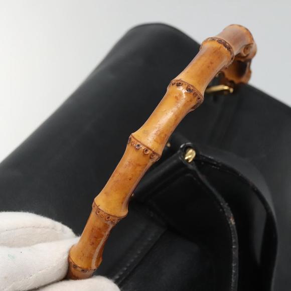 GUCCI Bamboo Backpack Leather Black Gold 003 2058 0016 Auth 136184 main image 6
